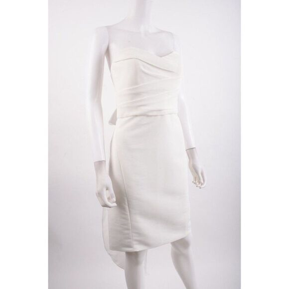 Amsale Womans Bridal Dress Size 4 White Strapless Large Bow Sweetheart Neck NWT - Picture 4 of 8